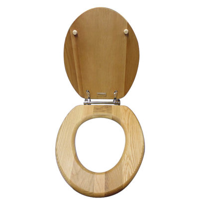 Heritage Oak Toilet Seat with Gold Hinges, FOA100