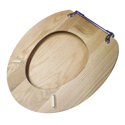 Heritage Oak Toilet Seat with Gold Hinges FOA100 Underneath