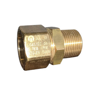 TracPipe Male Brass Straight AutoFlare Coupling DN20 / 22, 3/4" Side Photo